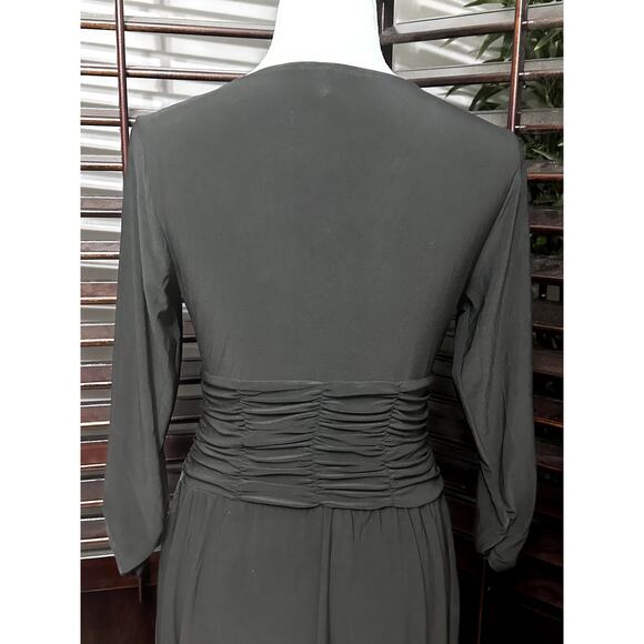 NY Collection Women's Ruched A Line 3/4 Sleeve Knee Length V Neck Dress MP NWT - Picture 6 of 11